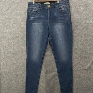 Democracy Ab Technology Jeans Womens Sz 12 Blue Whiskering Fade